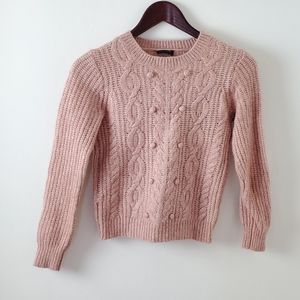 J Crew Cashmere blend PomPom Cable-Knit Sweater